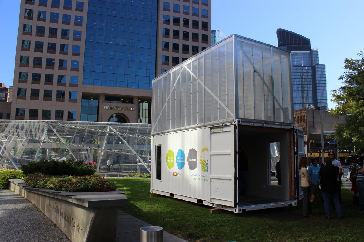 A 160-sq ft shipping container houses a whole little ecosystem. <a href="/PittAquaponics/">Aquaponics Project</a> is set up now near Gateway Center wesa.fm/post/fish-and-…