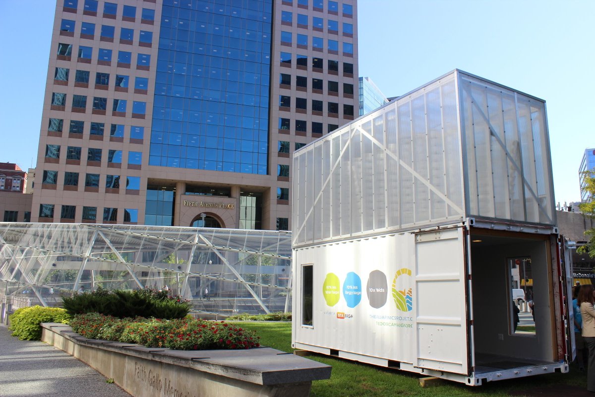 Aquaponics = hydroponics + aquaculture. See it in action downtown for the next month <a href="/PittAquaponics/">Aquaponics Project</a> wesa.fm/post/fish-and-…