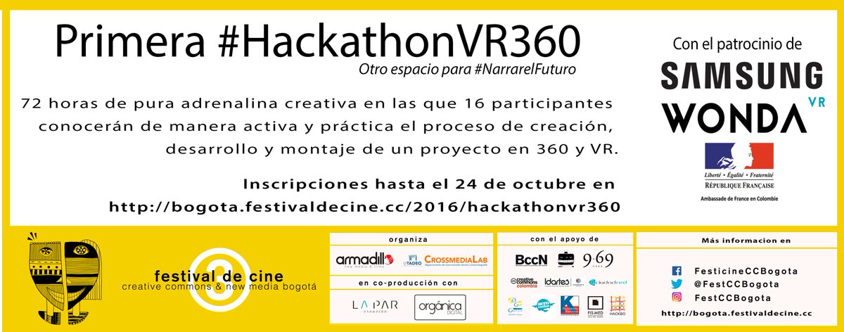 narrarelfuturo's tweet image. ¿Te interesa la Realidad Virtual y el video 360?
Inscríbete #HackathonVR360  @FestCCBogota 
bogota.festivaldecine.cc/2016/hackathon…