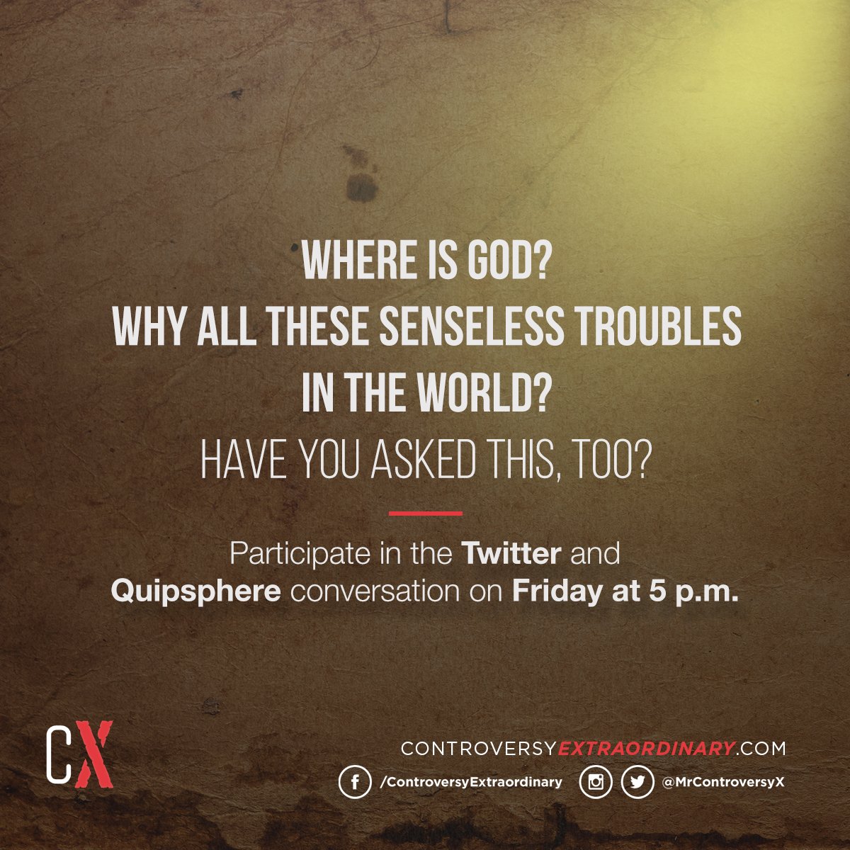 MrControversyX's tweet photo. Where is God?

Why all these senseless troubles in the world?

Have you asked this, too?

https://t.co/Y21KECopGm https://t.co/o6fvLTcX2V