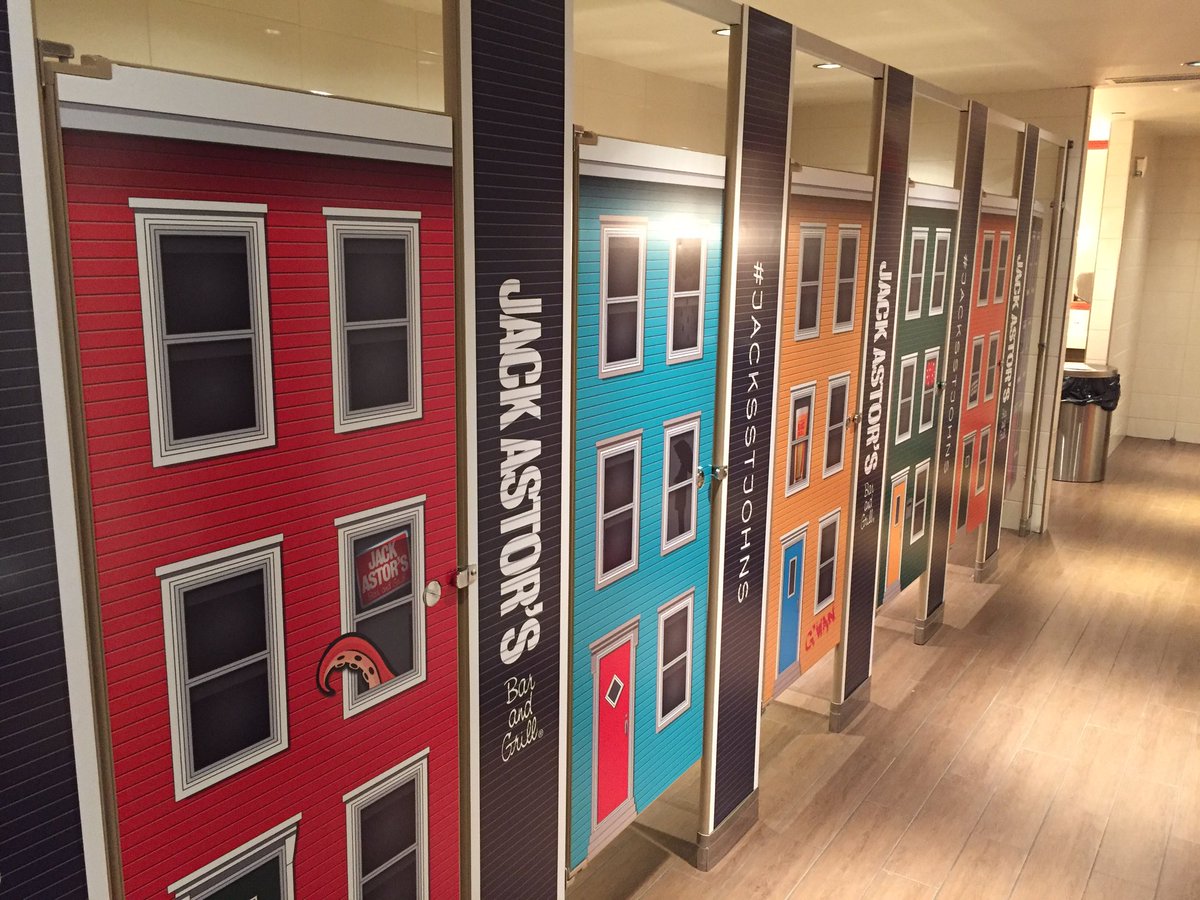 BugdenSigns's tweet image. We're installing new #Vinyl #graphics #jackastors. Come check it out! @DowntownStJohns. Sorry, women's bathroom only 😔