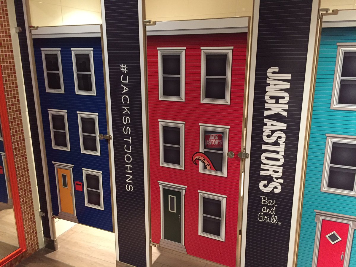 BugdenSigns's tweet image. We're installing new #Vinyl #graphics #jackastors. Come check it out! @DowntownStJohns. Sorry, women's bathroom only 😔