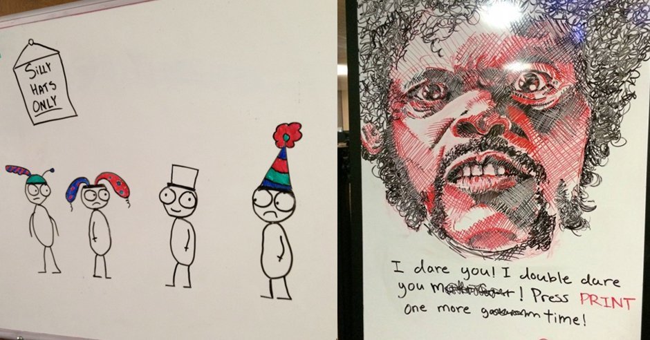 funny whiteboard drawings