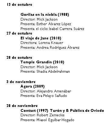 Hoy comienza en el CCAI el ciclo "Mujer y ciencia". A las 19h se proyecta "Gorilas en la niebla" <a href="/Culturagijon/">Cultura Gijón /Xixón</a>