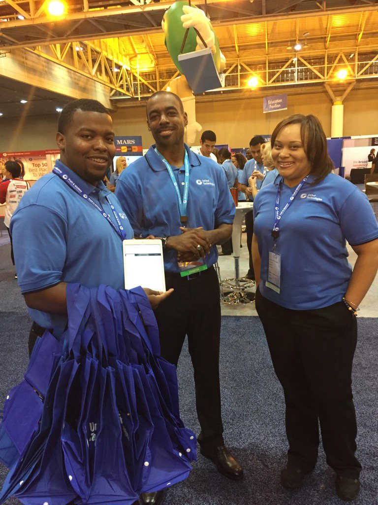 JulieKCabrera's tweet photo. It's all smiles for .@prattandwhitney employees @UTC's booth 625 at #NBMBAA16 #wearepw https://t.co/RXe3iCN1TX