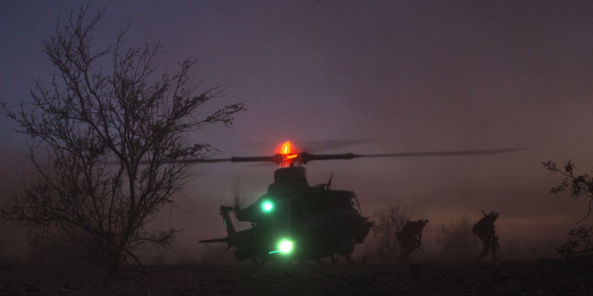 USMC's tweet photo. Boots on the Ground

A UH-1Y Venom drops off Marines with 3rd Marine Division during a heavy huey raid at WISS Airfield, Arizona. https://t.co/1laY0hWxsz