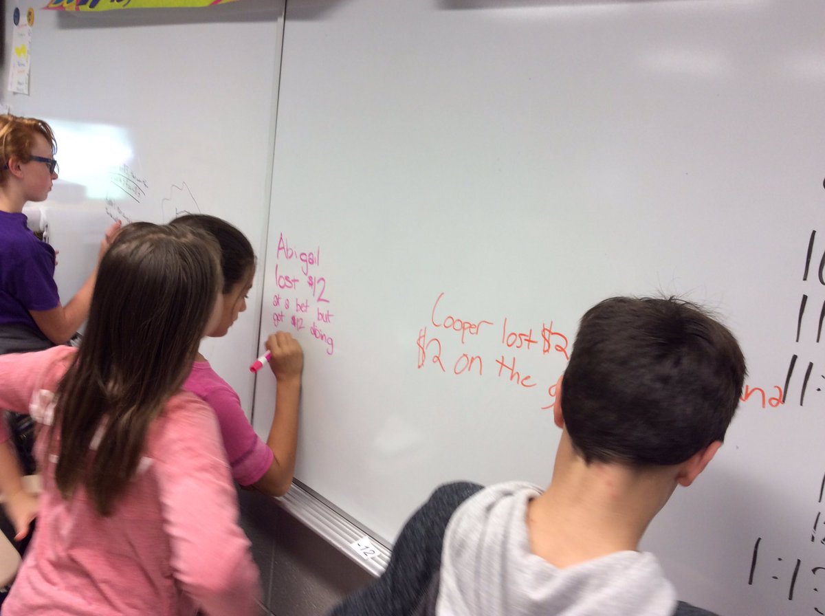 MrsClowSMSD's tweet photo. We can write our own word problems showing opposite quantities combine to make zero! #WMSChamps https://t.co/sdfsJxZDTF