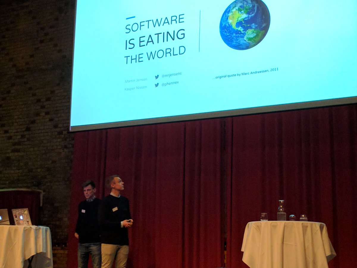 kasperlj's tweet photo. @mrjensens and @phennex giving a talk on #cloud, #containers and other goodies. #ITminds #ITmindblown event https://t.co/5PWL0N6cPo