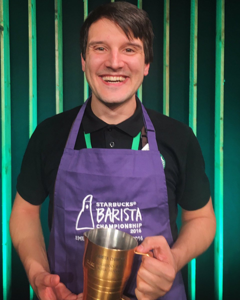 CoffeePressEMEA's tweet photo. Again, congrats Fabio Neno on being crowned our 2016 champion. #tobeapartner #baristachampion #emeabc2016 https://t.co/Xi8WOiZmVr