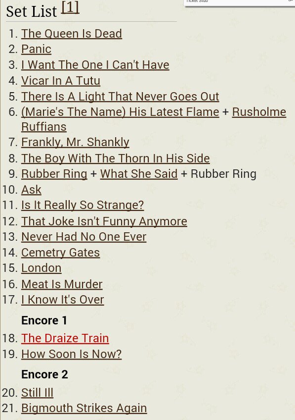 MozFansIndo's tweet photo. The Smiths setlist at Carlisle, England 30 tahun lalu.. #TheSmiths #LiveAtCarlisle https://t.co/ZzdSfIS0om
