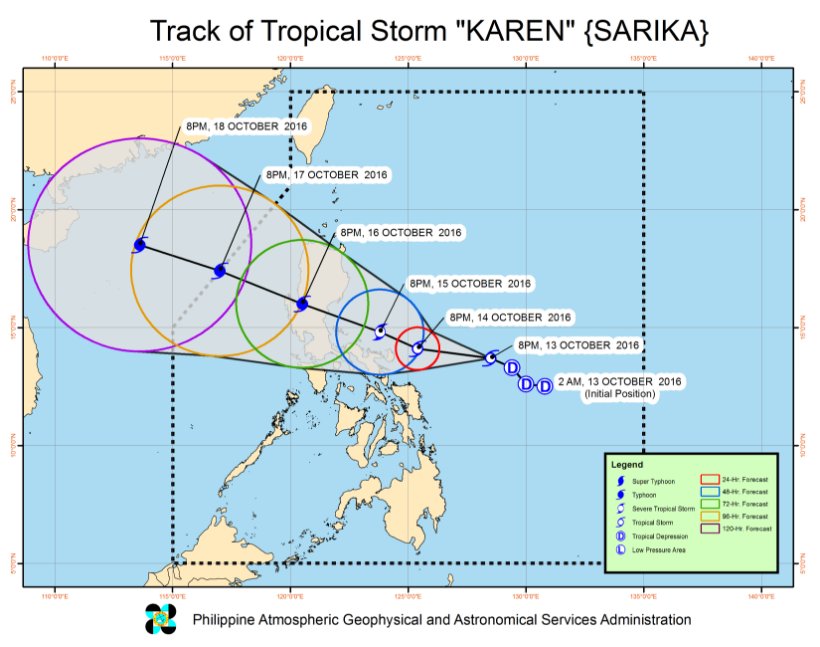 gmanews's tweet photo. #KarenPH intensifies, cyclone warnings expected on Friday https://t.co/HZODXPQZoN https://t.co/zlkIY1w3ij