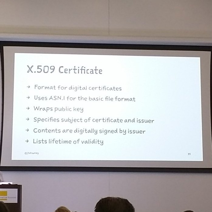hdost's tweet photo. Great presentation on #TLS and #SSL!  @devopsdaysdet from @jtdowney #devopsdays #devopsdaysdetroit https://t.co/f9f0m9gadb