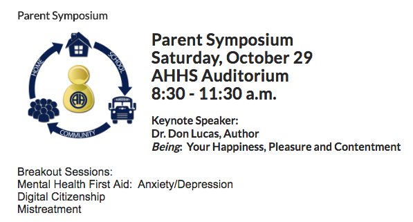 Save the Date: Parent Symposium, hosted by Alamo Heights ISD, October 29, 8:30 to 11:30 am. All are invited!