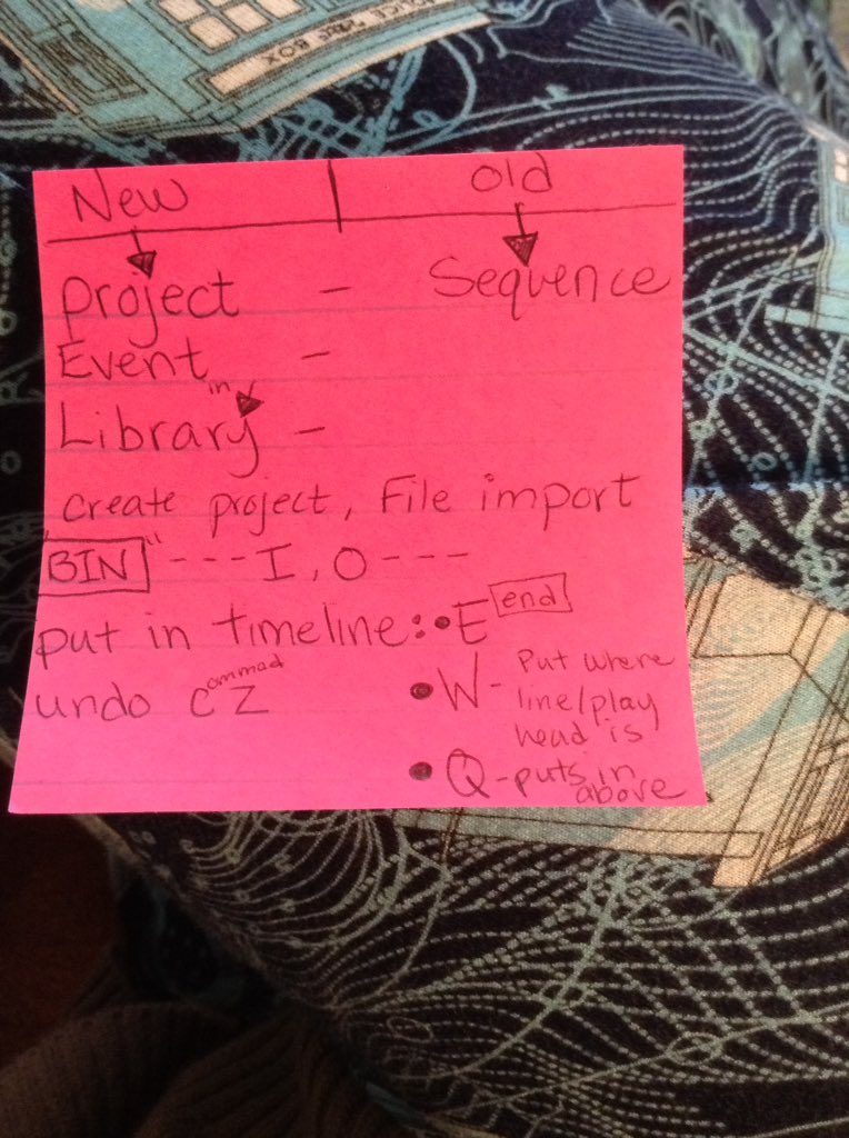 MPHSFilmClub's tweet photo. Remember to take notes to keep by your computer so you do t have to keep going back to the video. These are mine for Final Cut Pro X https://t.co/6UhThWysH5