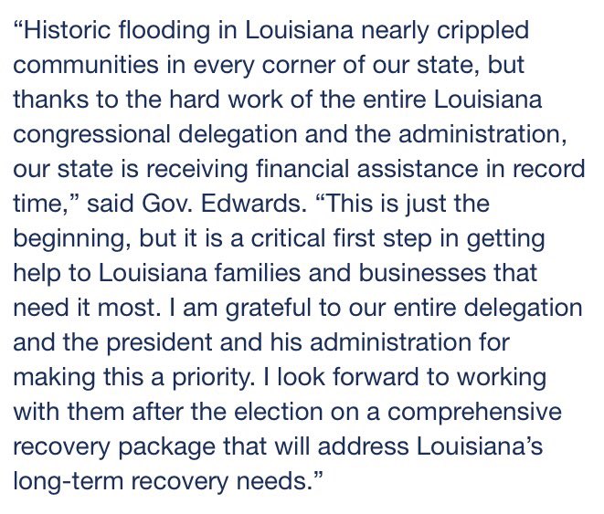 KevinJFrey's tweet image. In statement, the @LouisianaGov calls the $438M in flood recovery dollars from the Feds a &quot;critical first step&quot; #LaFlood