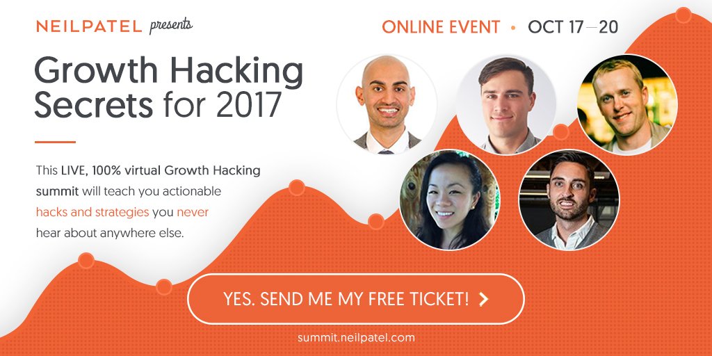 Got my free ticket! #NeilPatel: #GrowthHacking Secrets for 2017 [Virtual Summit] queue.social/AIQfulL