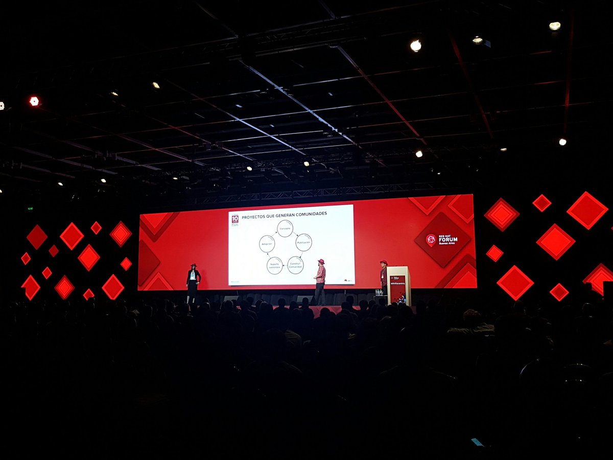 sarharchitect's tweet photo. @adrielparedes @vkmc  @godlike64 en su charla sobre la importancia de las comunidades y el Open Source. #RedHatForumArg https://t.co/WspyDV9qu9