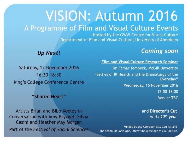 aberdeenuni_FVC's tweet photo. Our next #VISION event is part of the @ESRC Festival of #SocialScience discussion: #SharedHeart art,love,heart surgery &amp; healing @UoA_LLMVC https://t.co/TlbA31hvFP