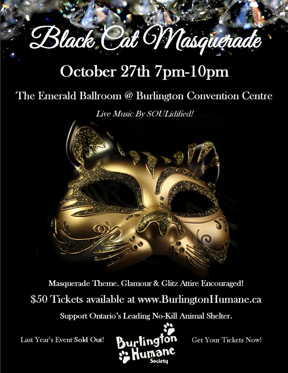 Support Ontario's leading no-kill shelter, Burlington Humane, at the Black Cat Masquerade Gala Oct 27th! <a href="/cityburlington/">City of Burlington</a> <a href="/bccbanquethall/">BCC Banquet Hall</a>