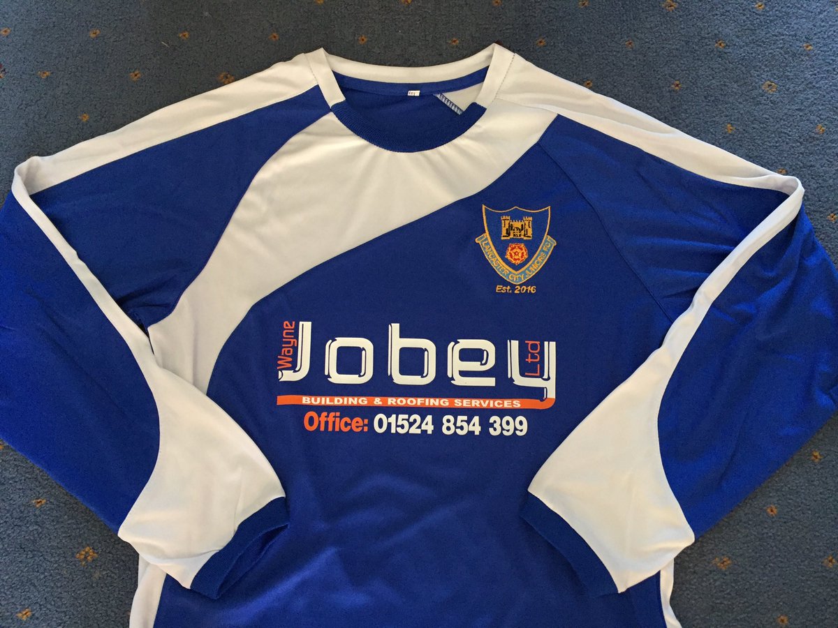 InfusionDesign1's tweet image. Kits supplied, badged and printed for @LCJFC a great looking kit. #royalblue #white #football #kits #embroidery #print