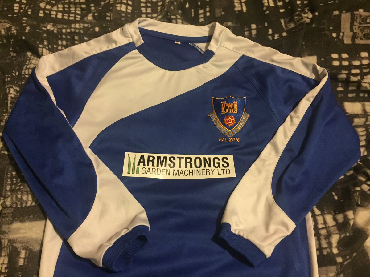 InfusionDesign1's tweet image. Kits supplied, badged and printed for @LCJFC a great looking kit. #royalblue #white #football #kits #embroidery #print