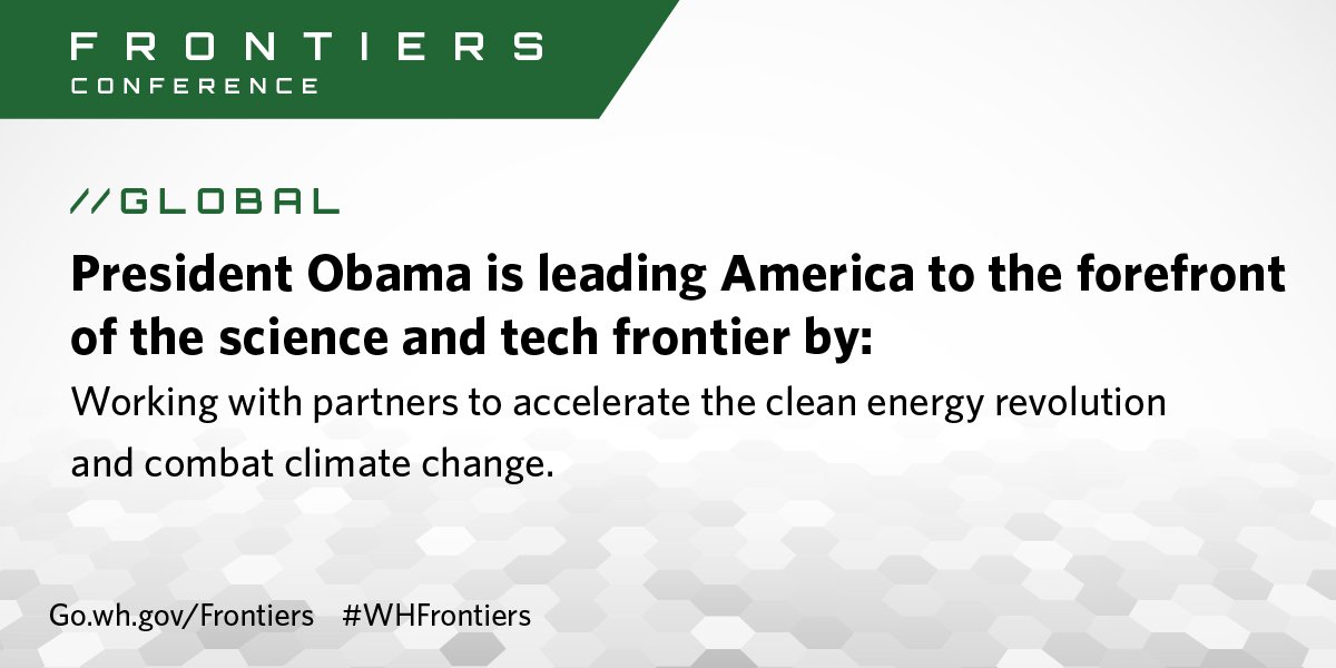Every innovation in clean energy is a step toward combating climate change: frontiersconference.org. #ActOnClimate #WHFrontiers