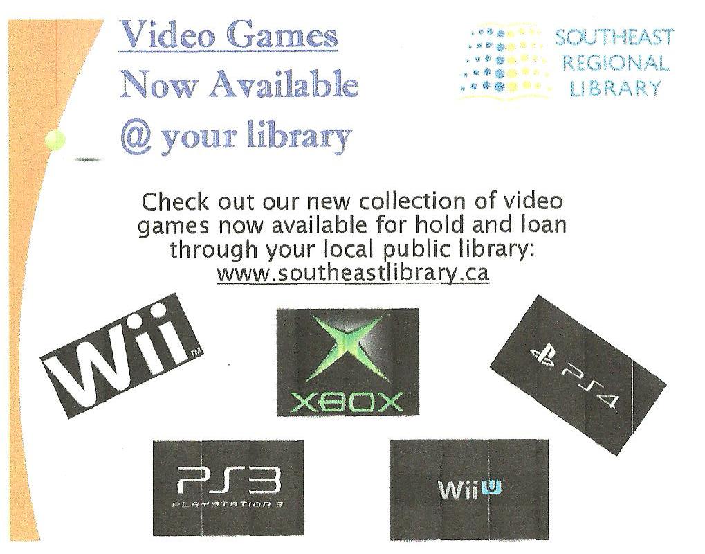 Did you know that you can borrow VIDEO GAMES at your local Library!  Wii, WiiU, XBox, PS3, PS4!  We have some that just arrived!