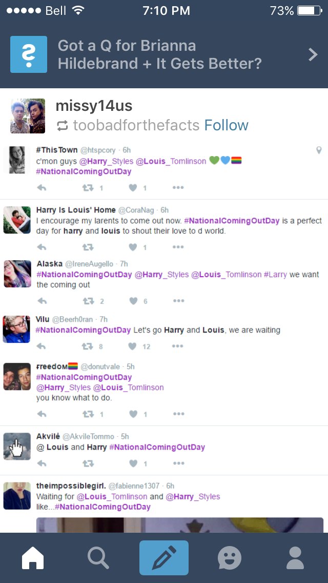 NicholeTM's tweet photo. #LarryIsDead #NationalComingOutDay this is not love and support this is bulling. Why can't the Larry fans understand and stop this? https://t.co/8AJbEJ1njg