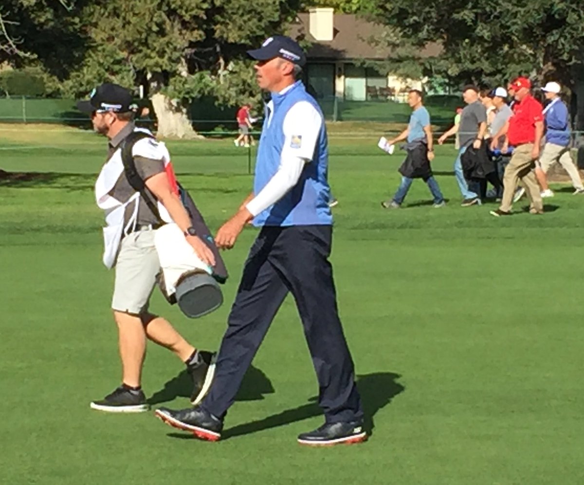 GrantLodes's tweet photo. Ryder Cuper Matt Kuchar walking to the 18th green at the #SafewayOpen in #Napa. #SilveradoResort #Kooooch https://t.co/h6HuS6Jc2n