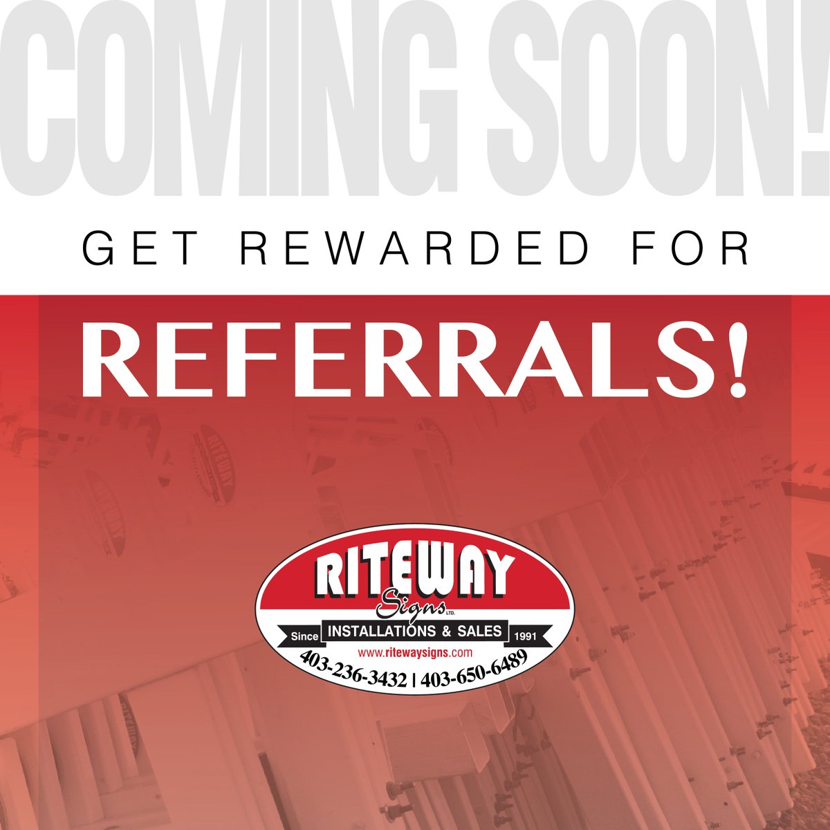 RitewaySigns's tweet photo. Stay tuned for details about our new referral program https://t.co/nobfGtNAbz #yycre #realtor #referrals #signs #calgary #yyc https://t.co/00Qde6RceB