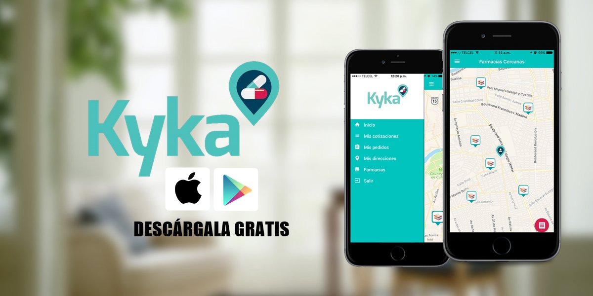 AppKyka's tweet photo. ¡Descárga #Kyka! Recuerda que está disponible para ambas versiones #Android y #IOS. ¡NO más vueltas a la farmacia, haz tu pedido con Kyka! https://t.co/PZUOSvLYTd