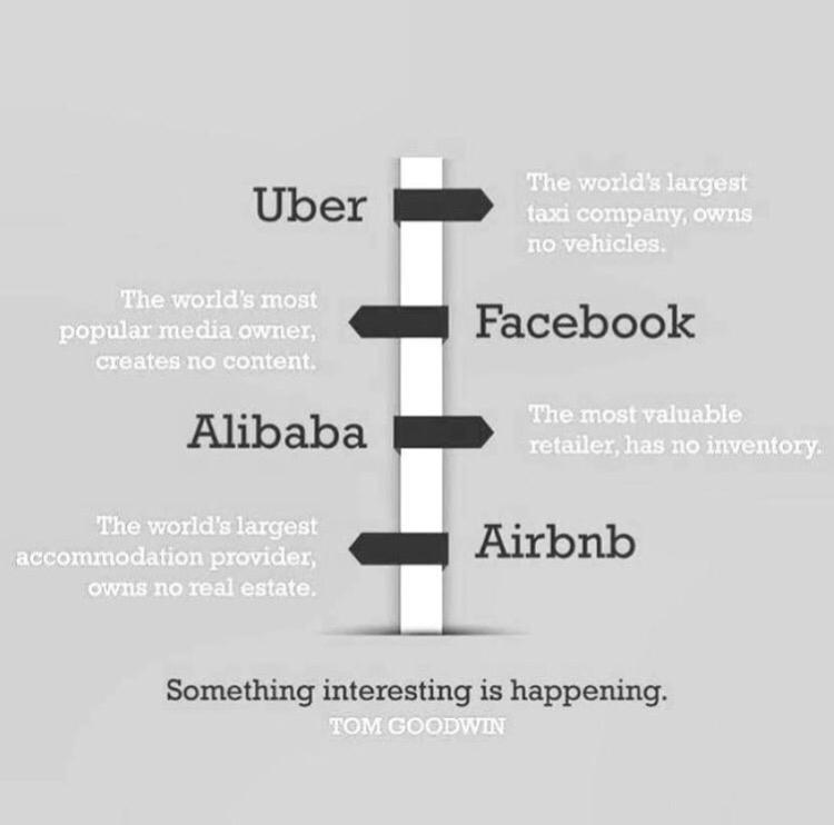 L_auravB's tweet photo. An interesting trend #Socialmedia #Uber #Facebook #Alibaba #Airbnb via @tomfgoodwin https://t.co/SnyFjwRrVG