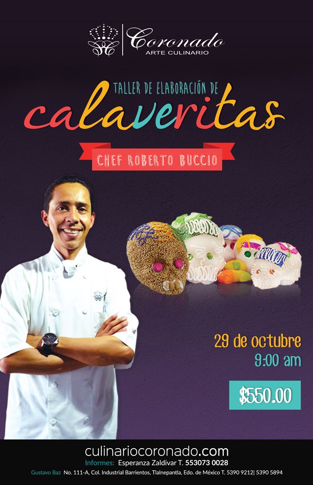 Aprende a preparar deliciosas #calaveritas en nuestro #curso
¡No te quedes fuera, déjanos tu correo!
+ info:53909212 
#gastronomía #cocinamx