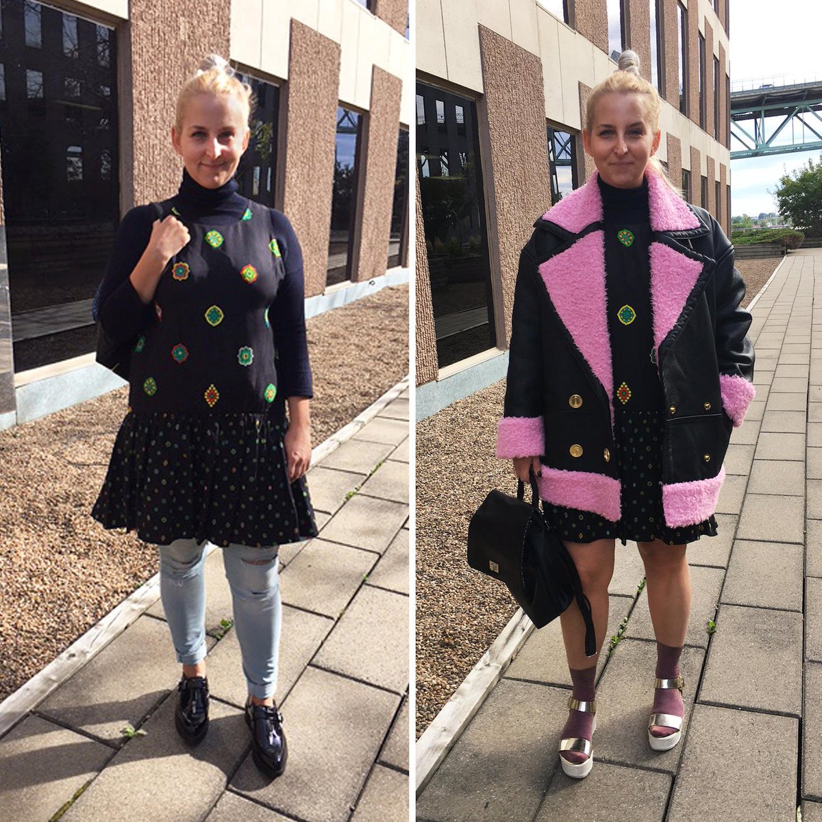 ElleQuebec's tweet photo. #KENZOxHM: Les filles de la rédac ont joué aux mannequins dans le #ELLEWalkin. Quel est votre look préféré? https://t.co/wxJ4cLAZ33 https://t.co/WdhqVnaWS3