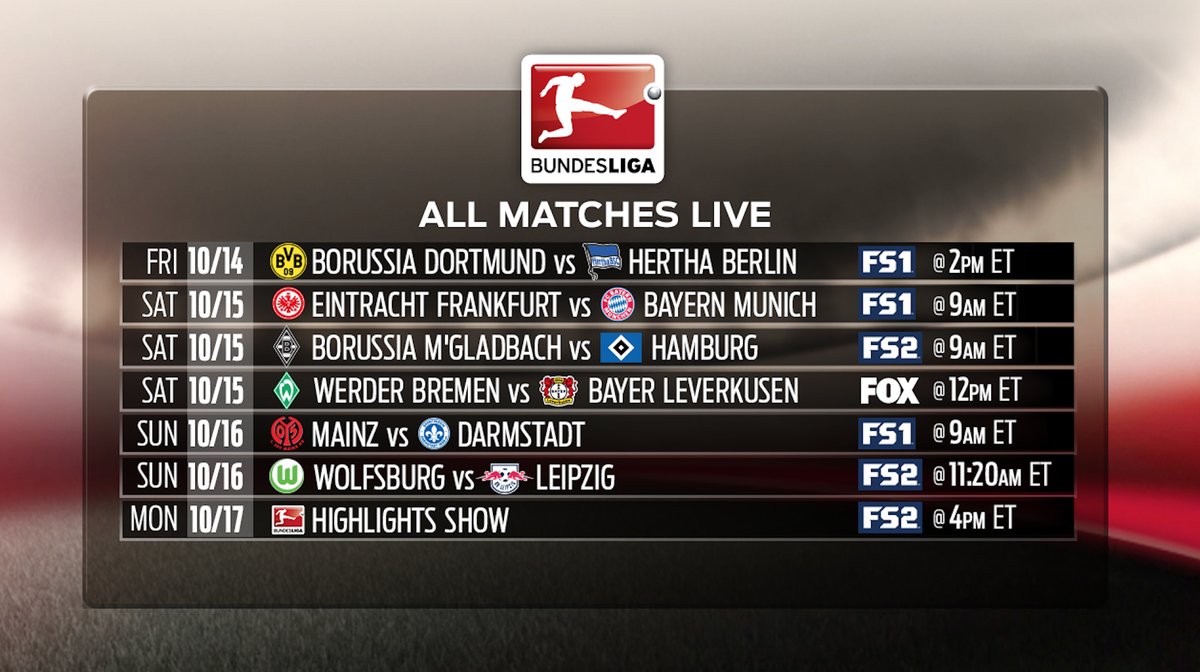 FCBayernUS's tweet photo. Matchday 7 action coming your way on @FOXSports starting tomorrow. #Bundesliga https://t.co/7d3QEefyTu