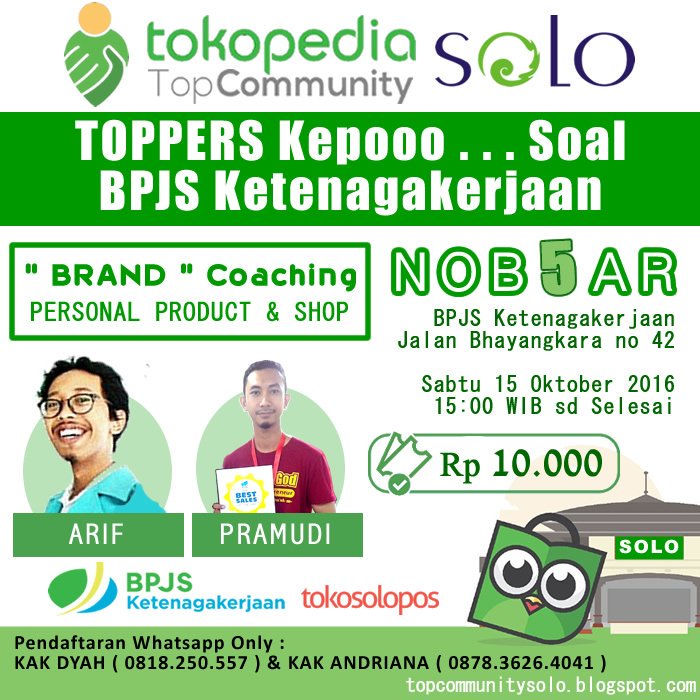 TopComSolo's tweet photo. #Nobar5 #TopCommunitySolo Sabtu, 15 Okt'16 jam 15.00wib at Kantor BPJS Ketenagakerjaan, Solo ~ @tokopedia @NengpuputSR @BPJSKesehatanRI https://t.co/MnaVm5fjbE