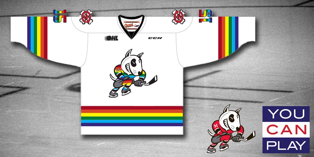 OHLHockey's tweet photo. #OHL history will be made tonight as @OHLIceDogs host league's first Pride Game.

DETAILS: https://t.co/5aHooNnq88 https://t.co/QbYdESko6W