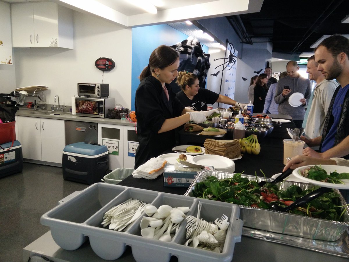 lamslunch's tweet photo. On-site crepes from @CreperieSG: Savory crepe with chorizo, turkey, ham, cheese. And sweet crepes with bananas, strawberries, and almonds. https://t.co/NqF8TqKZIh
