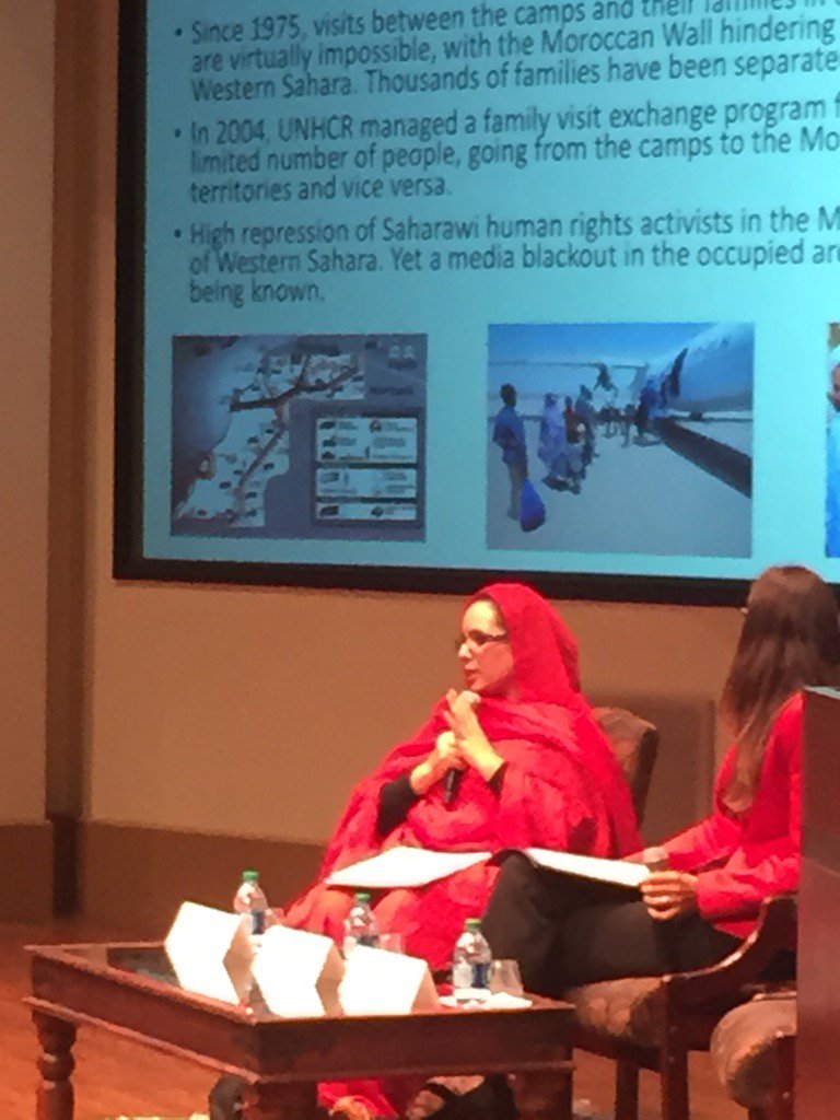 KathleenZanoni's tweet photo. We peacefully denounce the Moroccan Wall - Fatma Mehdi Hassam @WomenPeaceMaker #2016WPM https://t.co/jah9nh2EqA