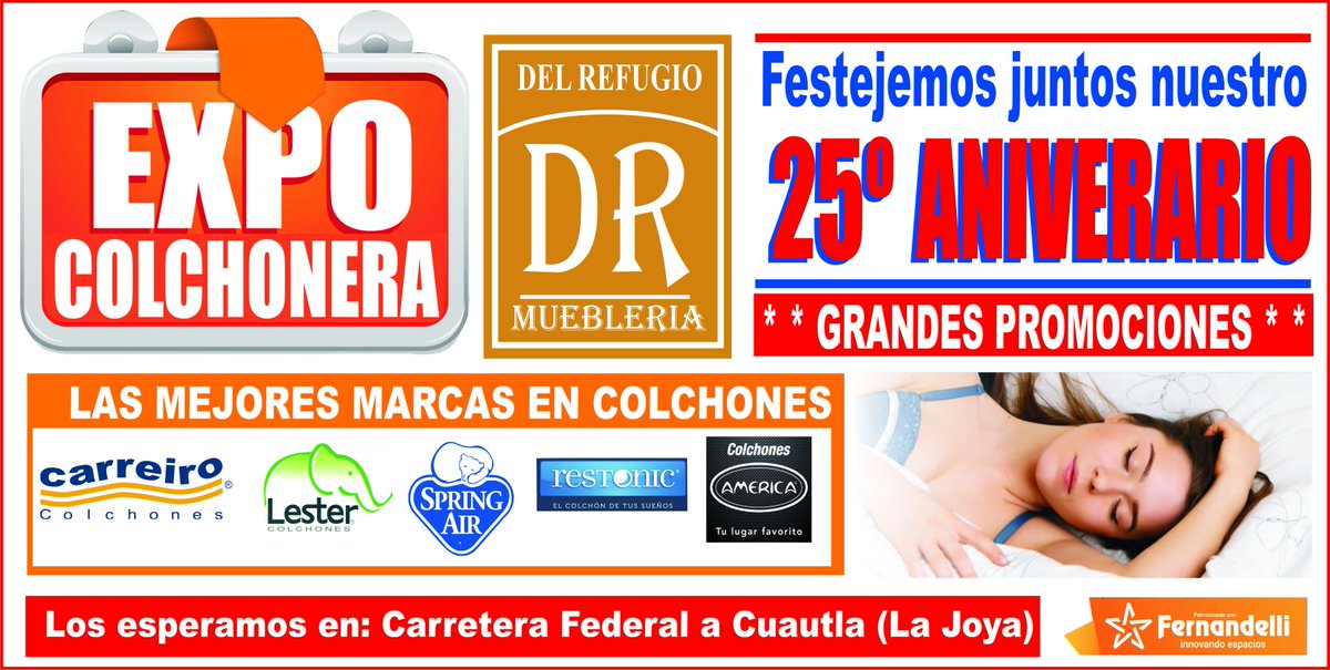 FernandelliMX's tweet photo. #Fernandelli y #MuebleriaDelRefugio Te invita a la gran expo en #LaJoya (Carretera Federal a Cuautla) de 9:00 am - 6:00 pm https://t.co/PdjmlkOTkN