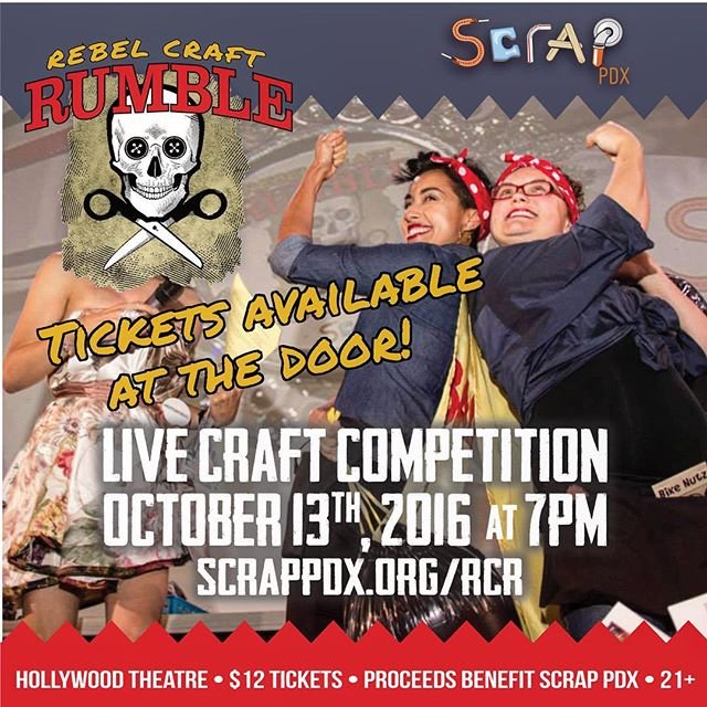 SCRAPPDX's tweet photo. Tonight we Rumble! Tickets will be available at Hollywood Theatre, doors open at 6:30, show starts at 7! #rebelcraftrumble #scrappdx https://t.co/XsuF1vM87U
