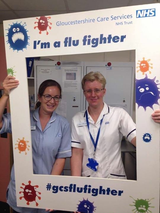 LauraBucknell1's tweet photo. @Glos_CareNHS  @SusanField19 @CandacePlouffe colleagues at Lydney hospital are fighting flu #gcsflufighter https://t.co/pFnM6ZKPkI