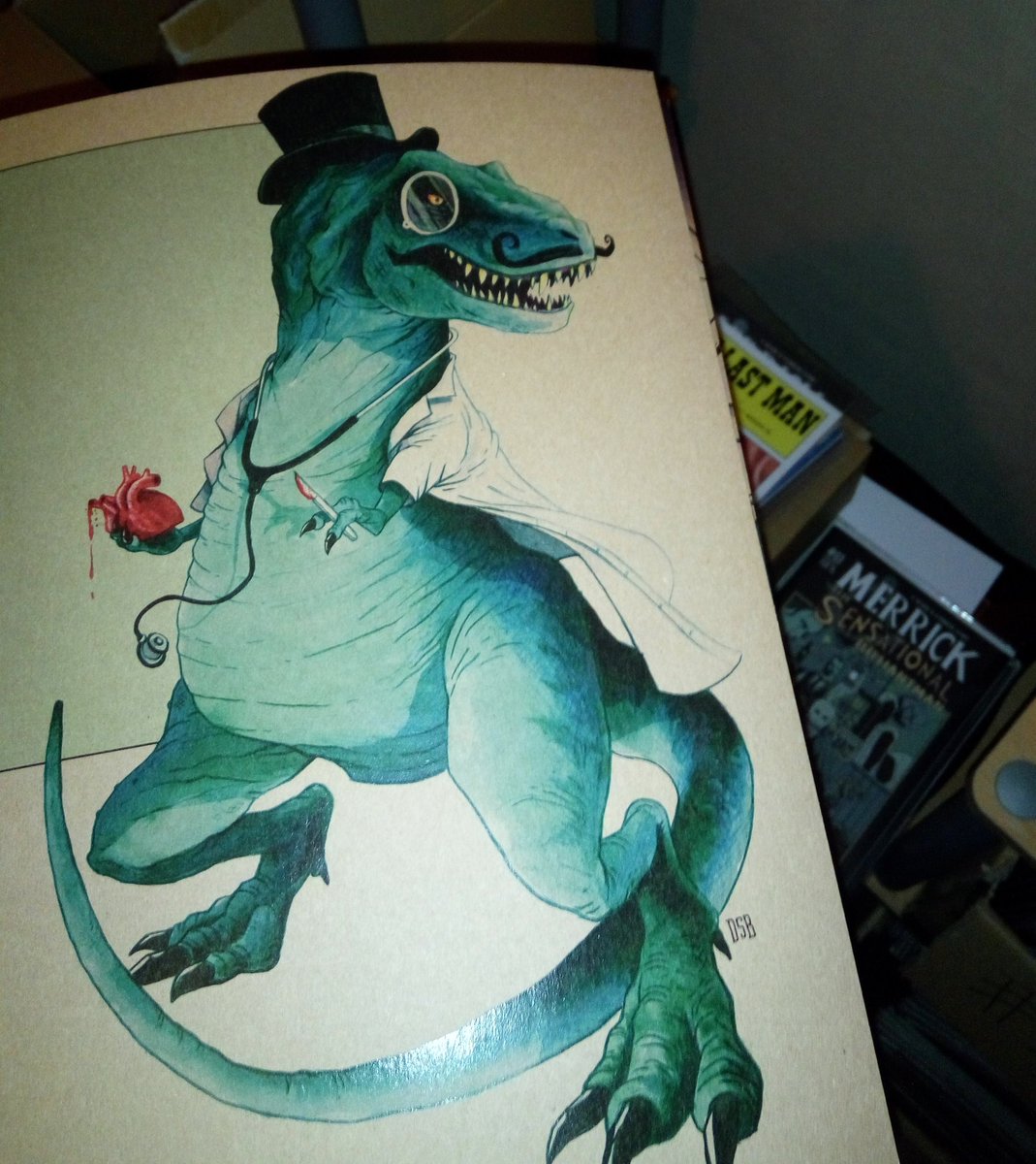 highbrowtrash's tweet photo. That @DocDino_Comic pin-up @deanbeattie did for us will absolutely never not make make me laugh my head off #DocDinoAndChill https://t.co/mtz6lBf2od