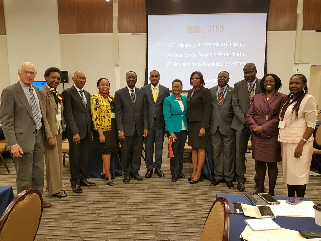 #TeamUganda in a group photo with Mr Patrick Masambu, the current DG of #ITSO #VoteMasambu @FrankTumwebazek