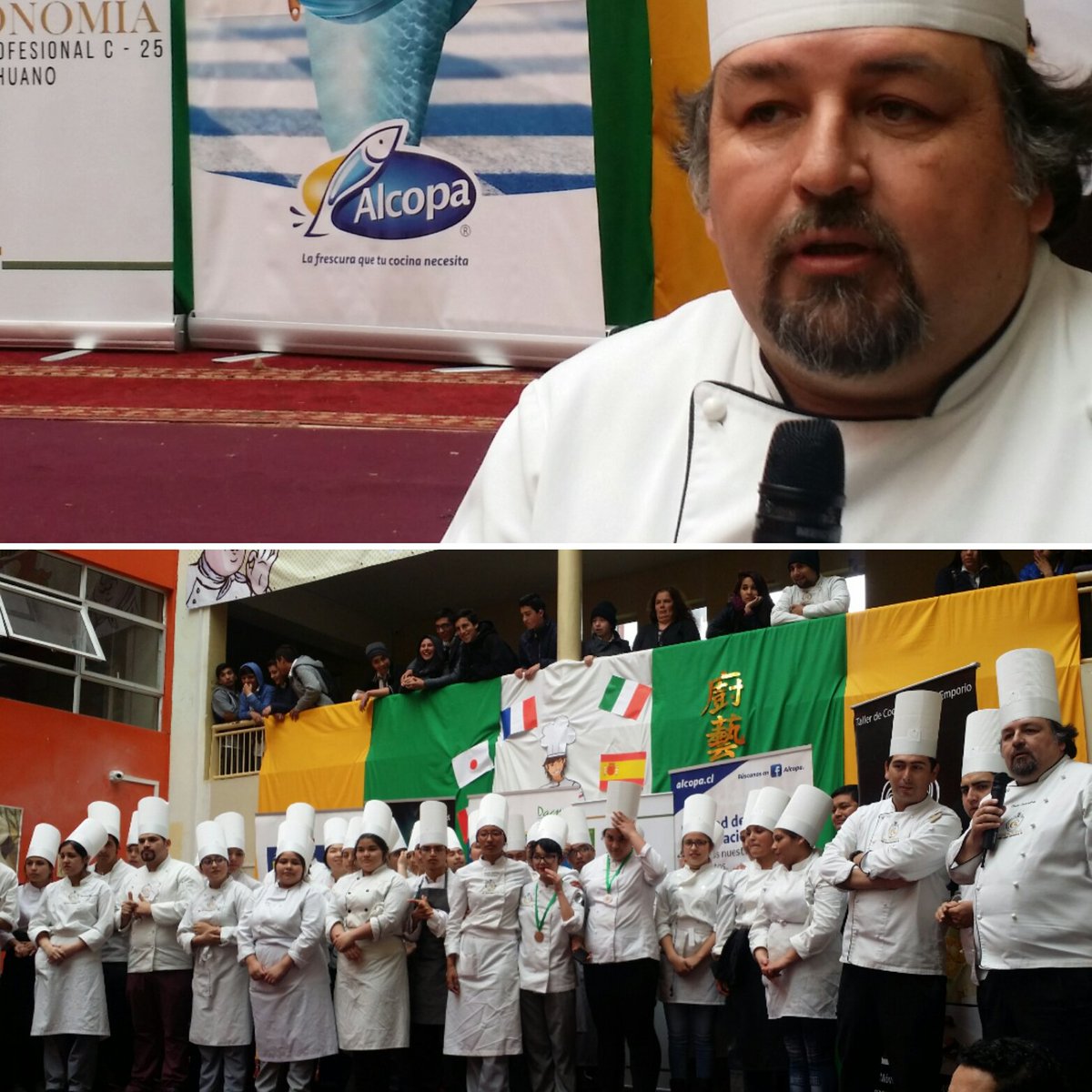 pacific_blu's tweet photo. Omar Saavedra jefe Carrera Gastronomía Liceo Téc. C-25 de Talcahuano da por finalizada sem. gastronóm. y agradece a @pacific_blu y #Alcopa https://t.co/I84wvZdwi3
