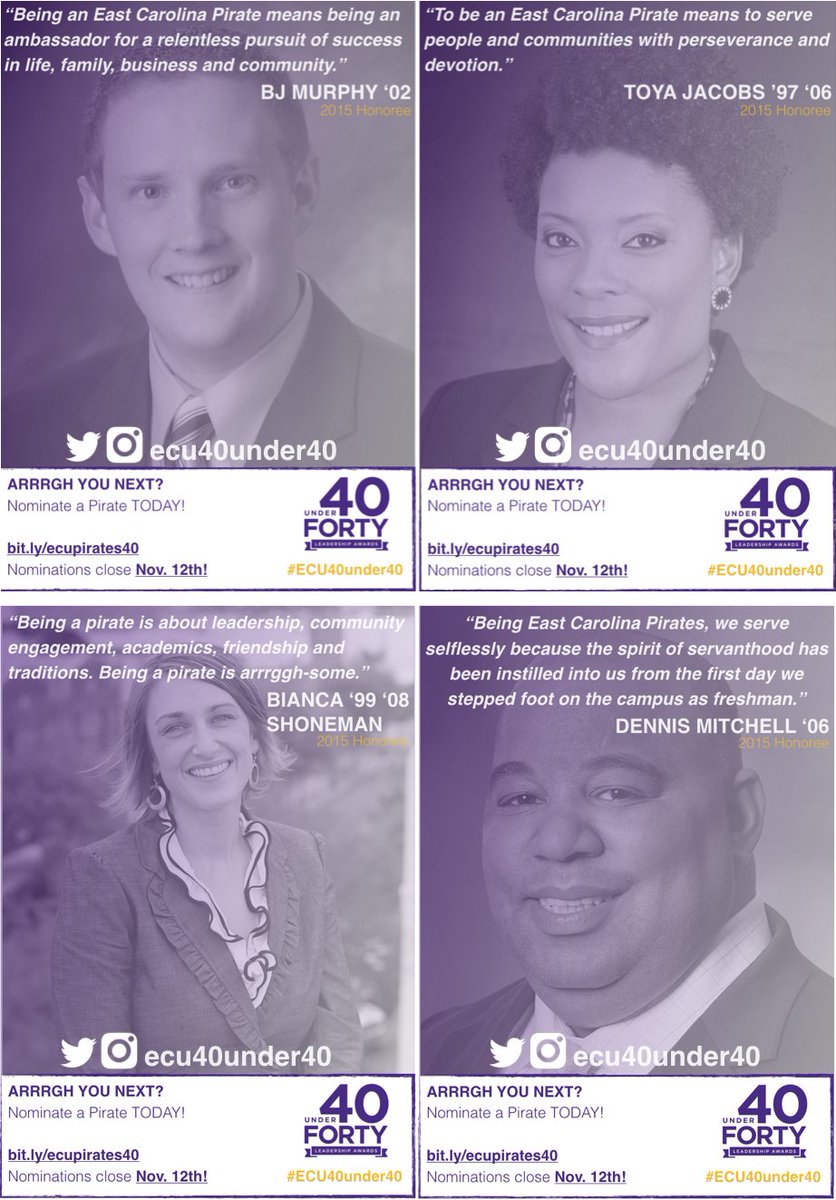 #ARRGH You Next? Self Nominate or Nominate a Pirate #TODAY! bit.ly/ecupirates40 | Nominations close Nov. 12th!  #ECU40under40