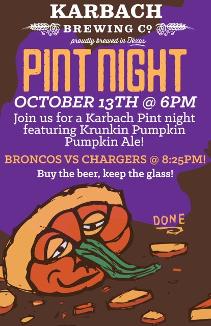 Swing by Center Court Pizza #StoneOak tonight for glassware and great beers with <a href="/KarbachSATX/">Karbach SATX</a> Krunkin, Hopadillo, and others all on special!