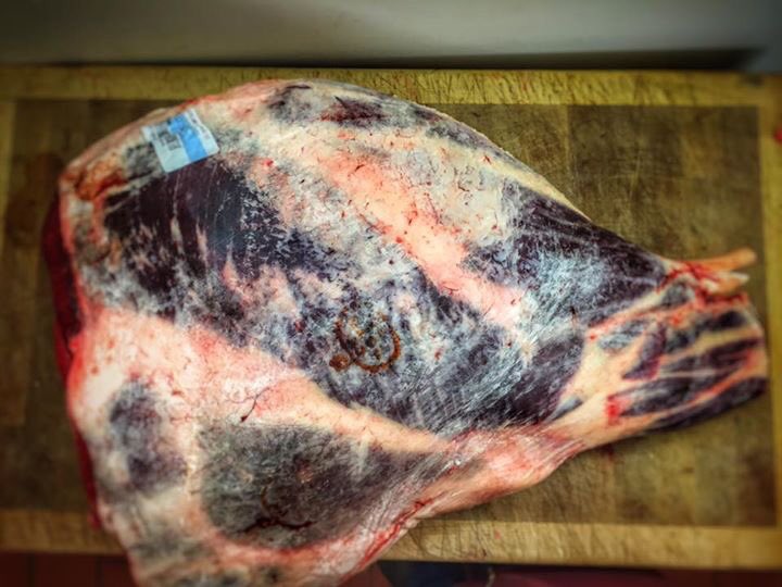Loweandslow's tweet photo. Before &amp; After of this beautiful piece of Beef available for our lovely customers this weekend! #beef #whatsfordinner #delicious #buylocal https://t.co/6HeSZetFR0