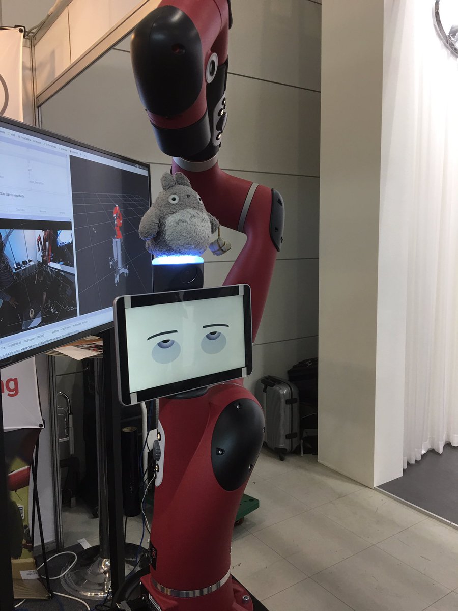 IanTheEngineer's tweet photo. Sawyer meets Totoro at #IROS2016 @RethinkRobotics https://t.co/o2eap3nt5S