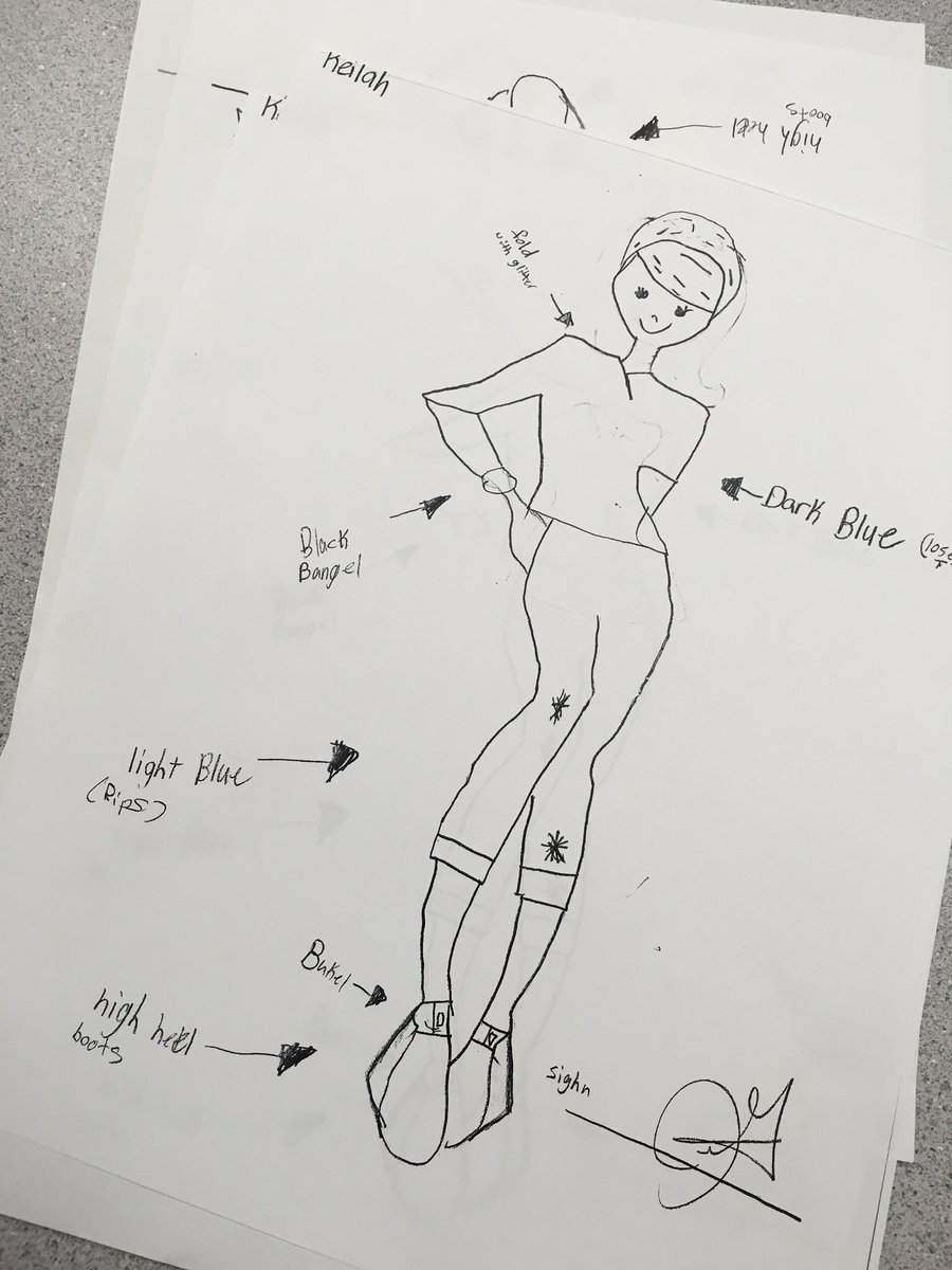 CypressCyclone's tweet photo. #fashiondesigning during their #art class Look at the details! Who needs us to design your next outfit?? #3rdand4thgrade #CollegeandCareer https://t.co/UEOTZjKPM9